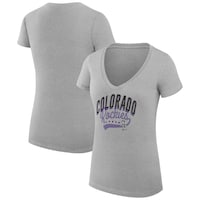 Women's G-III 4Her by Carl Banks  Heather Gray Colorado Rockies Filigree Team V-Neck Fitted T-Shirt