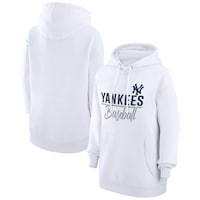 Women's G-III 4Her by Carl Banks  White New York Yankees Tri-Blend Team Fleece Pullover Hoodie