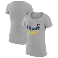 Women's G-III 4Her by Carl Banks  Heather Gray Milwaukee Brewers Team Graphic Fitted T-Shirt