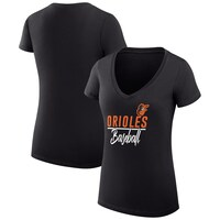 Women's G-III 4Her by Carl Banks  Black Baltimore Orioles Team Graphic V-Neck Fitted T-Shirt