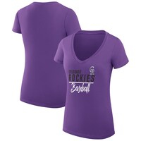 Women's G-III 4Her by Carl Banks  Purple Colorado Rockies Team Graphic V-Neck Fitted T-Shirt