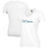 Women's  White Ohio Dominican Panthers Script Logo Comfort Wash V-Neck T-Shirt