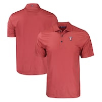 Men's Cutter & Buck Red Texas Rangers Big & Tall Pike Eco Tonal Geo Print Stretch Recycled Polo