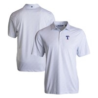 Men's Cutter & Buck White Texas Rangers Pike Eco Pebble Print Stretch Recycled Polo