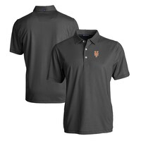 Men's Cutter & Buck Black/White New York Mets Pike Eco Symmetry Print Stretch Recycled Polo