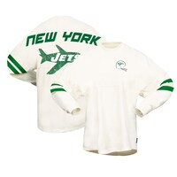 Women's Fanatics Branded Cream New York Jets Gridiron Classics Retro Spirit Long Sleeve Top