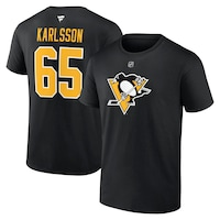 Men's Fanatics Branded Erik Karlsson Black Pittsburgh Penguins Authentic Stack Name & Number T-Shirt