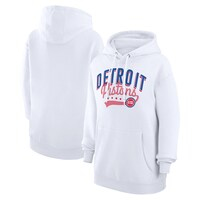 Women's G-III 4Her by Carl Banks  White Detroit Pistons Filigree Logo Pullover Hoodie