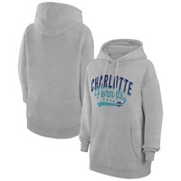 Women's G-III 4Her by Carl Banks  Heather Gray Charlotte Hornets Filigree Logo Pullover Hoodie