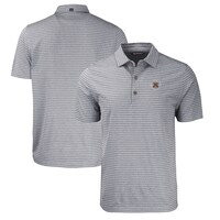 Men's Cutter & Buck  Heather Black Virginia Military Institute Keydets Forge Eco Heathered Stripe Stretch Recycled Polo