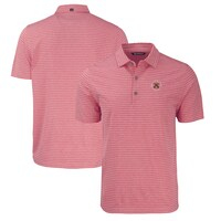 Men's Cutter & Buck  Heather Red Virginia Military Institute Keydets Forge Eco Heathered Stripe Stretch Recycled Polo