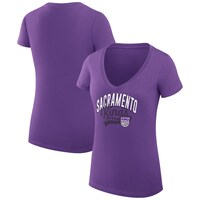 Women's G-III 4Her by Carl Banks Purple Sacramento Kings Filigree Logo V-Neck Fitted T-Shirt