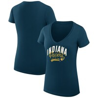 Women's G-III 4Her by Carl Banks Navy Indiana Pacers Filigree Logo V-Neck Fitted T-Shirt