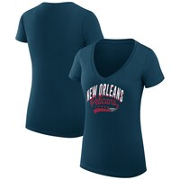 Women's G-III 4Her by Carl Banks Navy New Orleans Pelicans Filigree Logo V-Neck Fitted T-Shirt