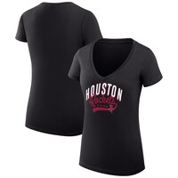 Women's G-III 4Her by Carl Banks Black Houston Rockets Filigree Logo V-Neck Fitted T-Shirt
