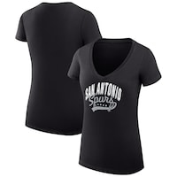 Women's G-III 4Her by Carl Banks Black San Antonio Spurs Filigree Logo V-Neck Fitted T-Shirt