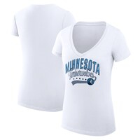 Women's G-III 4Her by Carl Banks White Minnesota Timberwolves Filigree Logo V-Neck Fitted T-Shirt