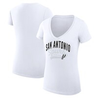 Women's G-III 4Her by Carl Banks White San Antonio Spurs Filigree Logo V-Neck Fitted T-Shirt
