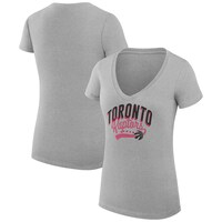 Women's G-III 4Her by Carl Banks Heather Gray Toronto Raptors Filigree Logo V-Neck Fitted T-Shirt