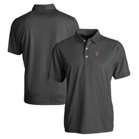 Men's Cutter & Buck Black/White SMU Mustangs Pike Eco Symmetry Print Stretch Recycled Polo