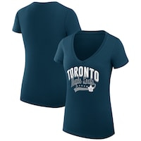 Women's G-III 4Her by Carl Banks Navy Toronto Maple Leafs Filigree Logo V-Neck Fitted T-Shirt