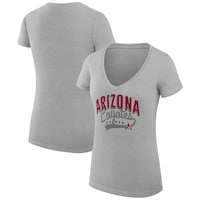 Women's G-III 4Her by Carl Banks Gray Arizona Coyotes Filigree Logo V-Neck Fitted T-Shirt
