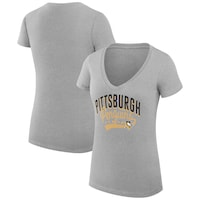 Women's G-III 4Her by Carl Banks Gray Pittsburgh Penguins Filigree Logo V-Neck Fitted T-Shirt