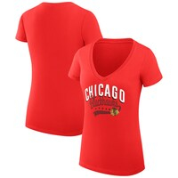 Women's G-III 4Her by Carl Banks Red Chicago Blackhawks Filigree Logo V-Neck Fitted T-Shirt