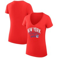 Women's G-III 4Her by Carl Banks Red New York Rangers Filigree Logo V-Neck Fitted T-Shirt