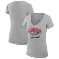 Women's G-III 4Her by Carl Banks Gray Washington Capitals Filigree Logo V-Neck Fitted T-Shirt
