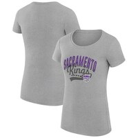 Women's G-III 4Her by Carl Banks  Heather Gray Sacramento Kings Filigree Logo Fitted T-Shirt