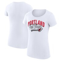 Women's G-III 4Her by Carl Banks  White Portland Trail Blazers Filigree Logo Fitted T-Shirt