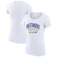 Women's G-III 4Her by Carl Banks White Baltimore Ravens Filigree Logo Fitted T-Shirt