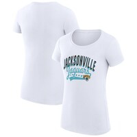 Women's G-III 4Her by Carl Banks White Jacksonville Jaguars Filigree Logo Fitted T-Shirt