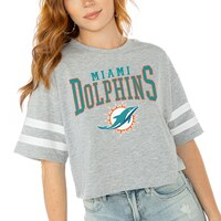 Women's Gameday Couture  Gray Miami Dolphins Gridiron Glam Cropped T-Shirt