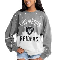 Women's Gameday Couture  Gray Las Vegas Raiders Coin Toss Faded French Terry Pullover Sweatshirt