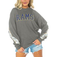 Women's Gameday Couture  Gray Los Angeles Rams Glitz Sequin Long Sleeve T-Shirt