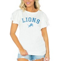 Women's Gameday Couture  White Detroit Lions Valkyrie Ruffle Sleeve Lightweight Top