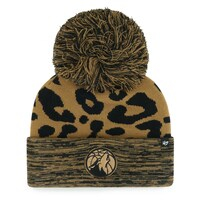 Women's '47 Leopard Minnesota Timberwolves Rosette Cuffed Knit Hat with Pom