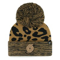 Women's '47 Leopard Portland Trail Blazers Rosette Cuffed Knit Hat with Pom