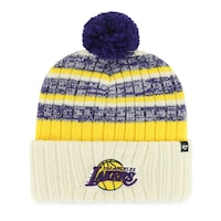 Men's '47 Cream Los Angeles Lakers Tavern Cuffed Knit Hat with Pom