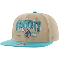 Men's '47 Khaki/Teal Charlotte Hornets Chilmark Captain Snapback Hat