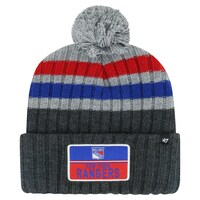 Men's '47 Gray New York Rangers Stack Patch Cuffed Knit Hat with Pom