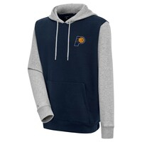 Men's Antigua  Navy/Heather Gray Indiana Pacers Victory Colorblock Pullover Hoodie