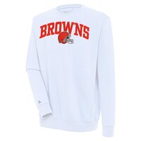 Men's Antigua  White Cleveland Browns Victory Chenille Pullover Sweatshirt