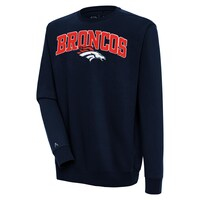 Men's Antigua  Navy Denver Broncos Victory Chenille Pullover Sweatshirt