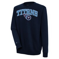 Men's Antigua  Navy Tennessee Titans Victory Chenille Pullover Sweatshirt
