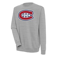 Men's Antigua  Heather Gray Montreal Canadiens Victory Pullover Sweatshirt