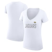 Women's G-III 4Her by Carl Banks White Jacksonville Jaguars Dot Print V-Neck Fitted T-Shirt
