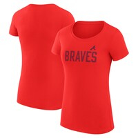 Women's G-III 4Her by Carl Banks  Red Atlanta Braves Dot Print Fitted T-Shirt